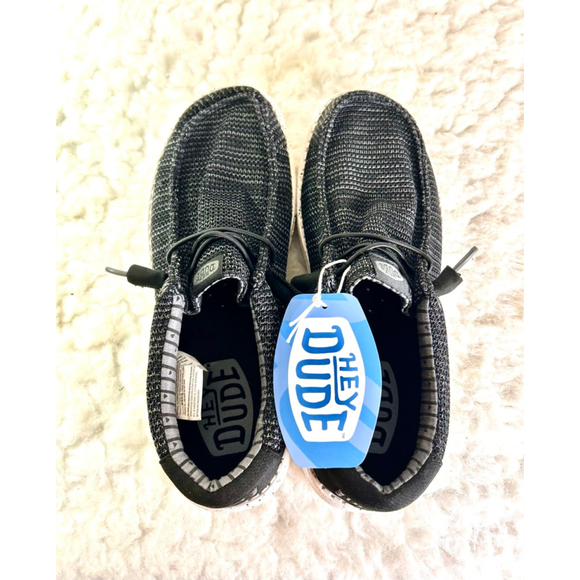 NWT Hey Dude Wally Sox Black and White Slip-on Shoes Men Size 9 - Picture 2 of 8